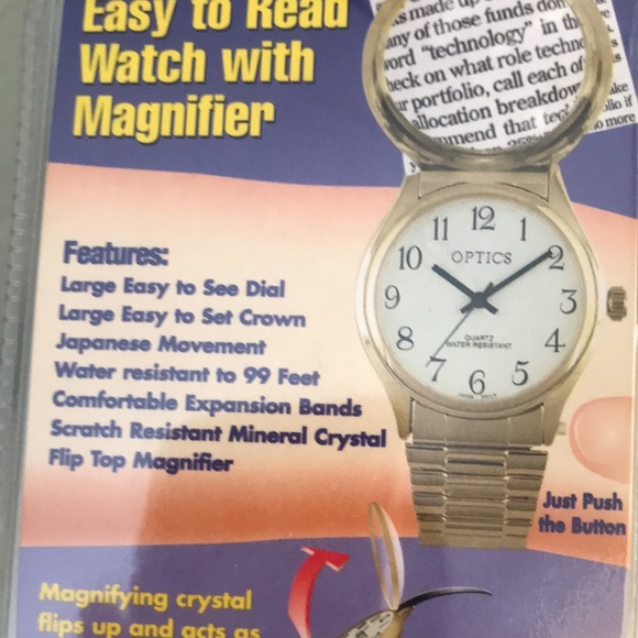 Optics quartz watch. New, magnifying crystal and water resistant black‎ 7 set - Picture 5 of 8